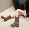 British style thin short boots retro Maillard brown thick heel heightened Martin boots women's 2025 autumn and summer new models