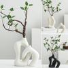 2 Pcs/Set Ceramic Vases Irregular Circular Cross Modern Boho Vase Minimalist Nordic Style Flower Vase for Tabletop Shelf Home Decor