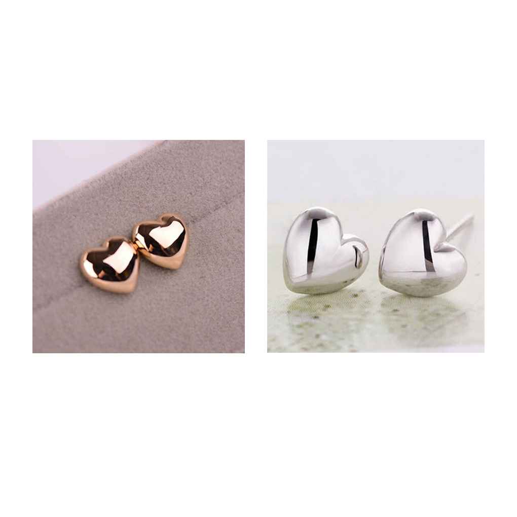 1 Pair Women Heart Shape Ear Glossy Jewelry Ears Small Studs Earrings Stud Trendy Piercing Party Simple Female