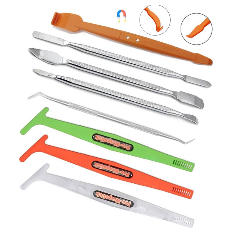 Car Accessories Vinyl Film Micro Stick Squeegee Curves Slot Edge Detailing Scraper Wrapping Tool Window Tint Kit Metal Spudger
