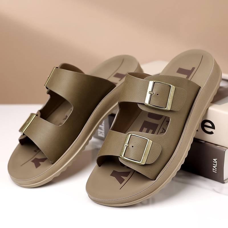 Fashion New Design Men's Sandals Casual Summer Beach Half Drag Outdoor Wear Anti-Slip Slippers Metal Buckle Cool Slides Shoes Flip Flops