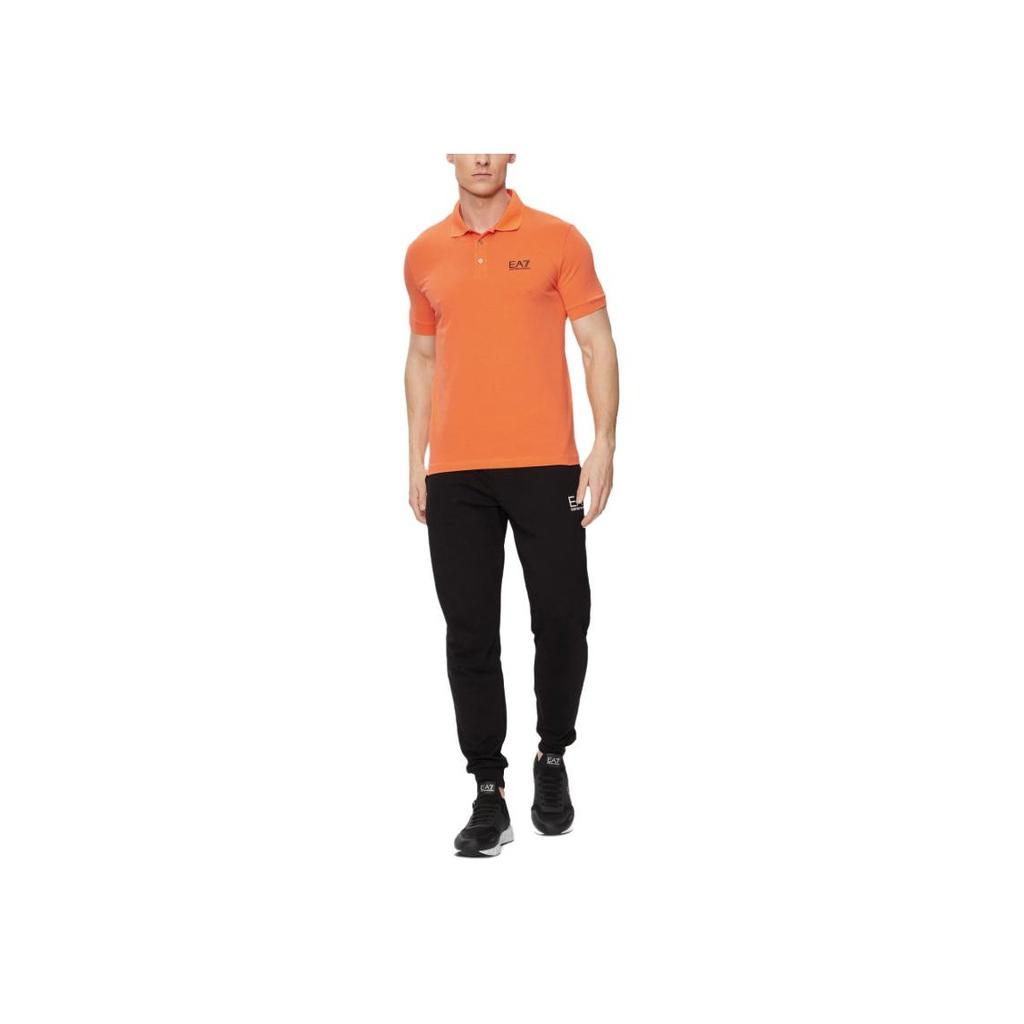 Emporio Armani Ea7 Unifarbener Pullover mit Buchstabenlogo Kurzarm-Polohemd Herren Polohemden Orange 8NPF04-PJM5Z-1661