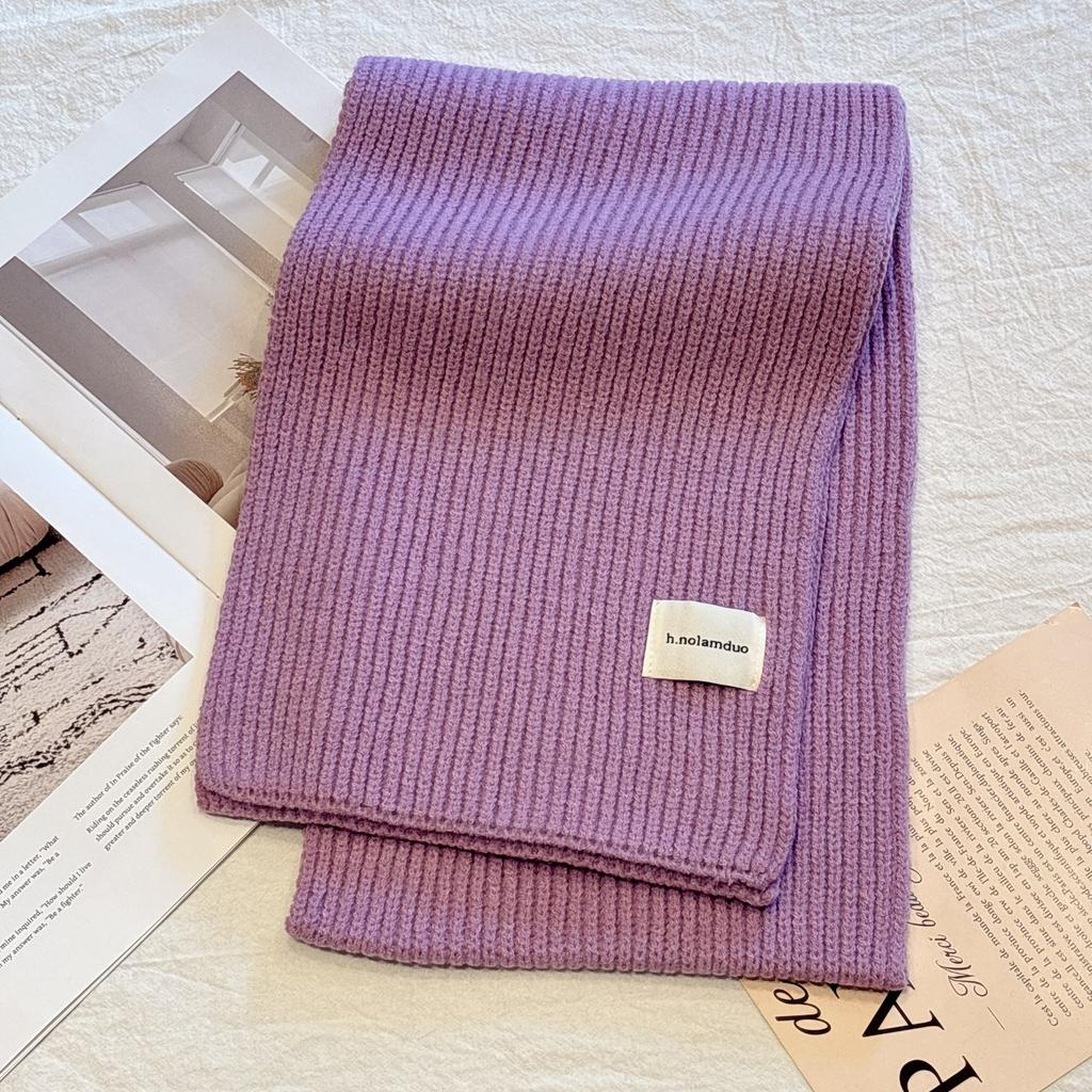 Solid color knitted scarf women's autumn and winter Korean version of student wool versatile warm thickened scarf couple trendy male couple