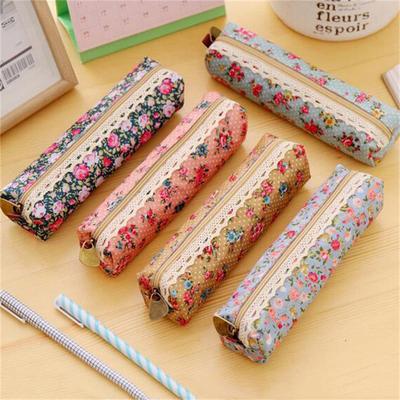 Student Floral Makeup Bag Mini Retro Flower Cosmetic Bag Zipper Pouch Pencil Case Pencil Bag