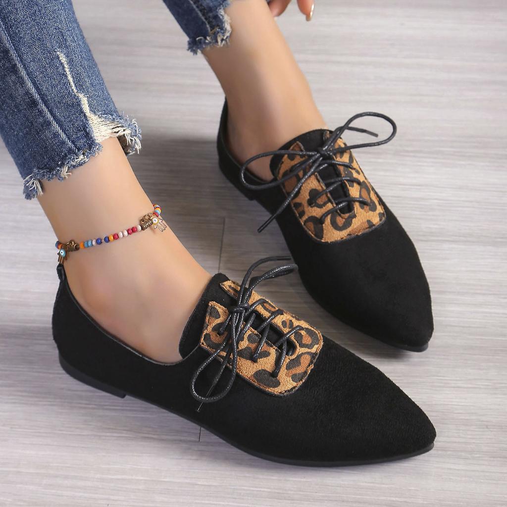 Fashion Autumn New Pointed Toe Shallow Casual Shoes Women Flat Comfort Lace-up Shoes Breathable Anti-slip Sneaker Zapatos De Mujer