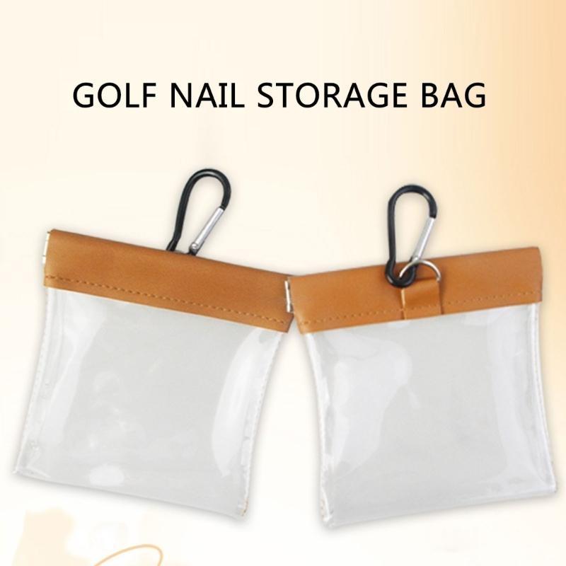 Transparent Wide-Mouth Squeeze Top Golf Tee Storage Bag - Hanging Pouch for Tees & Valuables, Portable Organizer