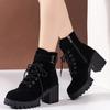 Winter  High Heeled Women Boots Cross Straps Short Boots Comfortable Waterproof Boots Warm Plus Size 42 Botas Femininas