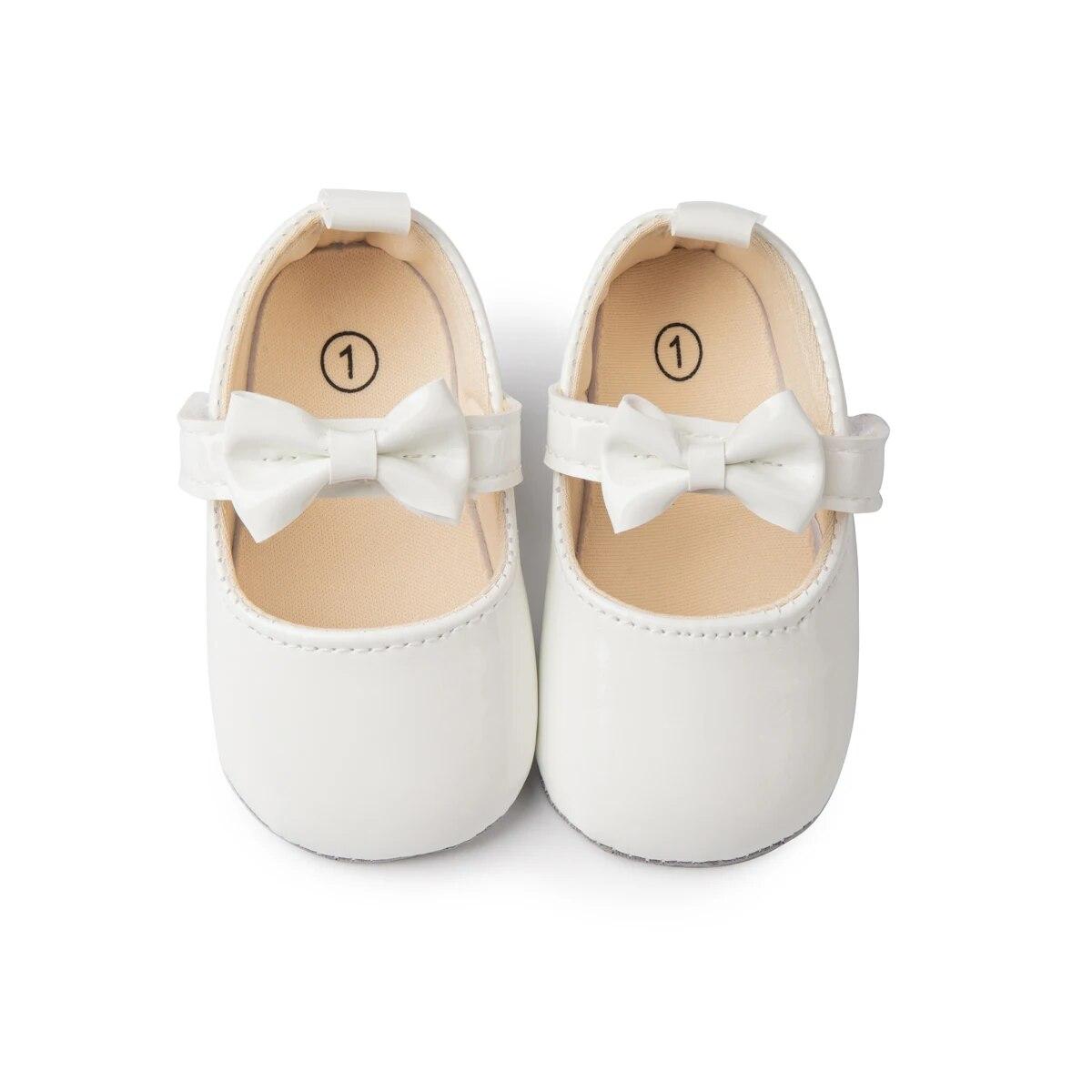 

Meckior Baby Girls Shoes Bowknot Princess Dress Shoes PU Anti-slip Soft Sole Infant First Walkers Newborn Crib Baby Shoes 11 белый