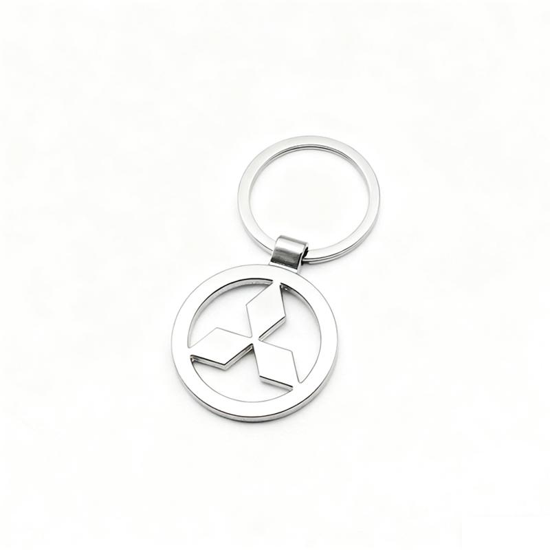 For Mitsubishi Outlander ASX Eclipse Cross Pajero Lancer 3D Metal Leather Car Styling Keychain Key Rings Key Holder Accessories
