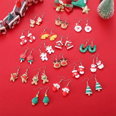 Trendy Christmas Cartoon Earrings - Cute Santa & Reindeer Ear Studs
