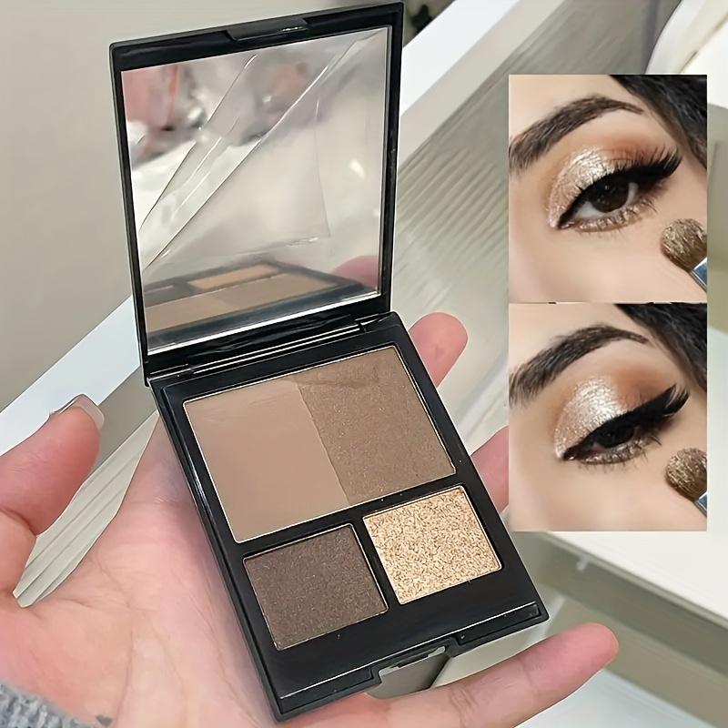 Paleta cieni do powiek 4Kolory Nude Brown, Perłowa z Drobinkami Błyszczącymi, Cienie w Barwach Ziemi do Makijażu Smokey Eyes, Łatwe do Blendowania i Długotrwałe