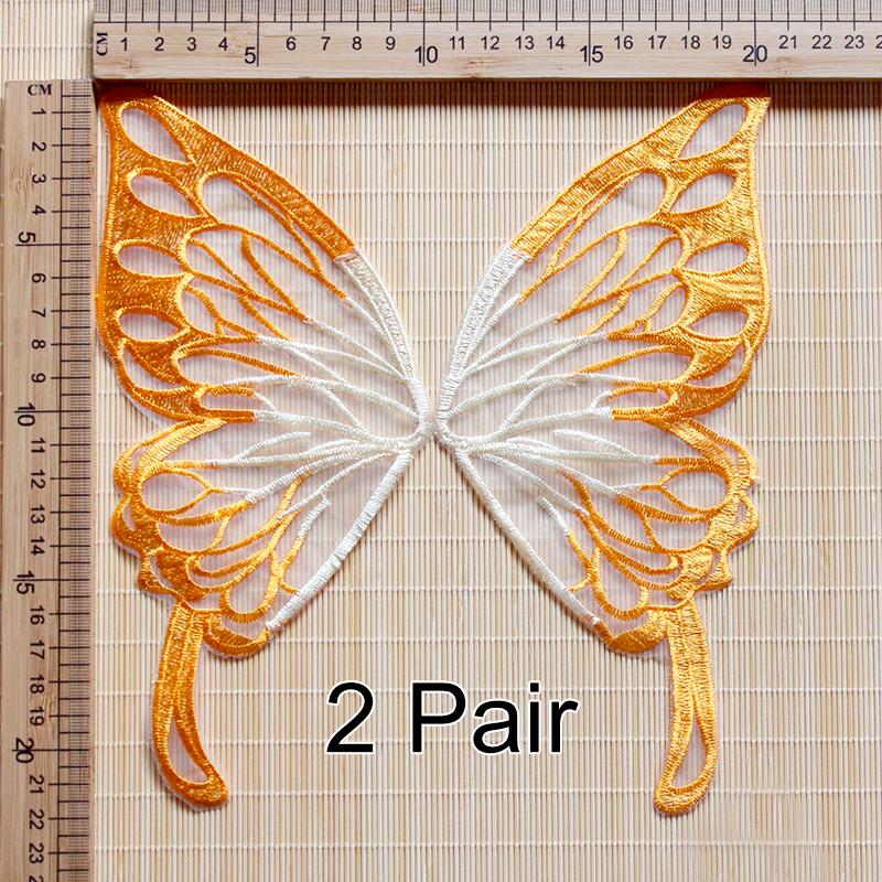 

2 пары бабочка узор DIY швейная одежда аксессуары цветочные полосы вышивка нашивка сумка декор юбка декор ткань наклейка