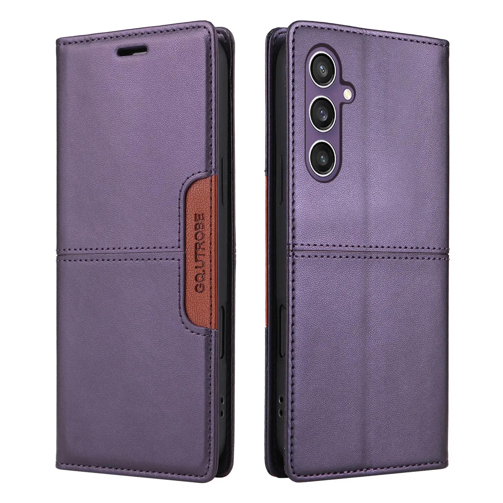 

Чехол-книжка с держателем для карт для телефона Samsung Galaxy S24 FE S23 S22 S21 S20 S10 Plus Note 20 Ultra Leather Stand Cover For Samsung Galaxy S22 Ultra фиолетовый