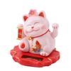 Solar Energy Powered White Beckoning Lucky Money Cat for Home Office Car Decor Feng Shui Lucky Cat Waving Arm Fish Style