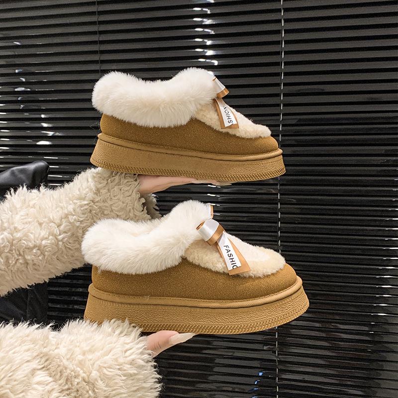 Fashion Winter New Fashionable Bow Warm Home Boots for Women's Indoor Soft Bottom Slippers Comfortable Boots