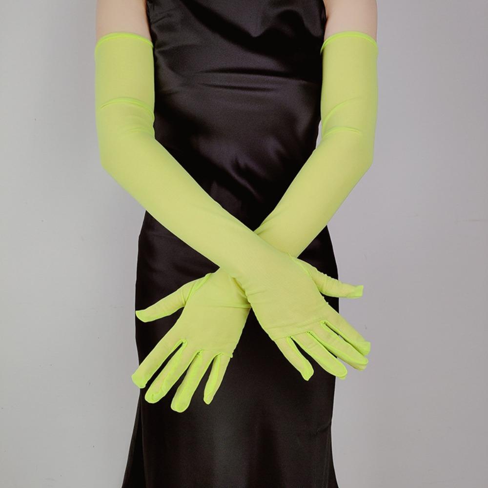 Hot Sexy Lace Long Gloves 55CM Summer Cycling Driving Sun Glove Thin Stretch Mesh Transparent Arm Sleeve Mitten Women