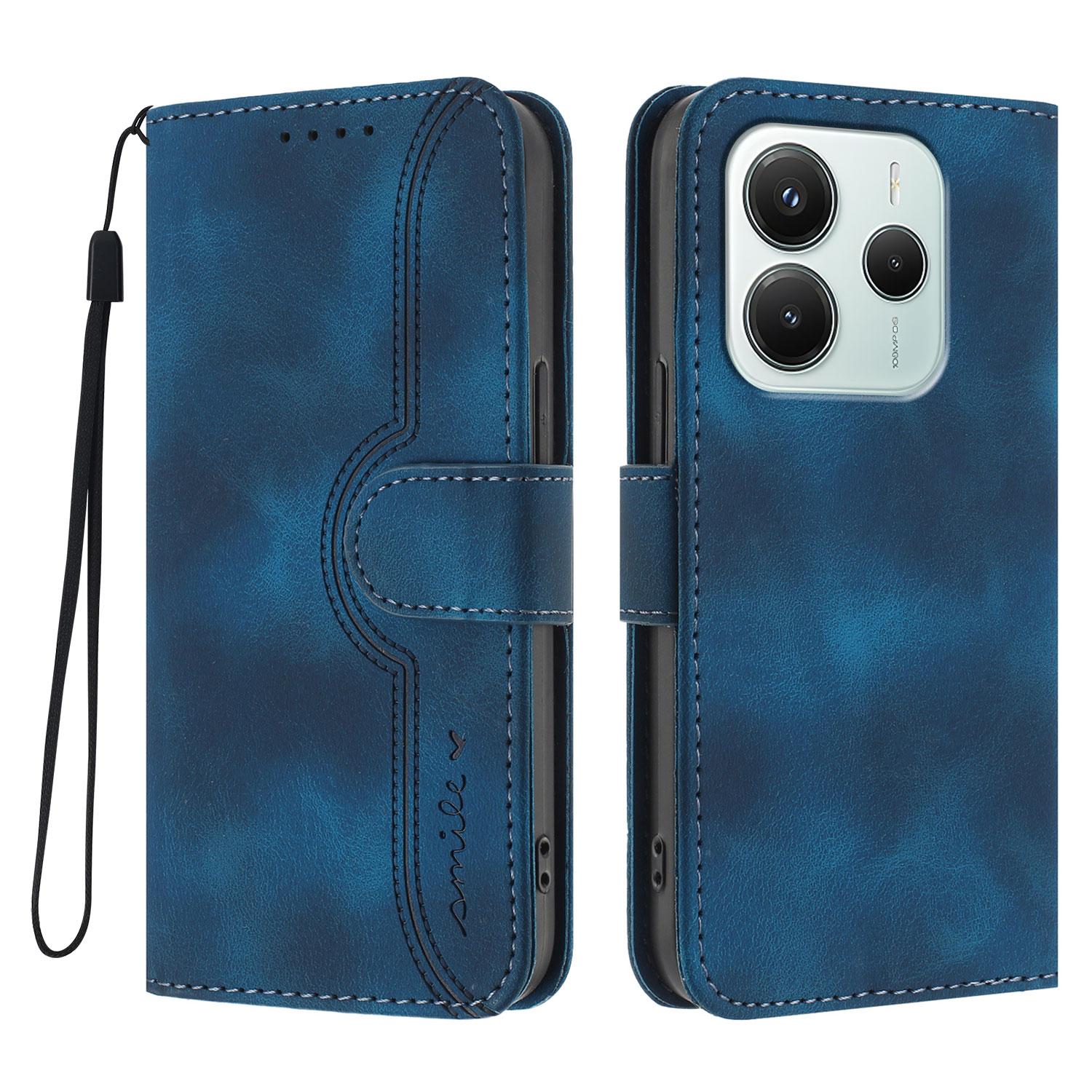 

Для Xiaomi Redmi Note 14 4G (164,84x78,15x8,16 мм) Шкіряний чохол-гаманець-підставка з тисненням у вигляді смайлика, чохол для телефону з ремінцем Royal Blue