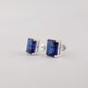 Blue Sapphire Gemstone 925 Sterling Silver Handmade Jewelry Partywear Stud Earrings 0.4" , September Birthstone, Anniversary Gift For Her EE-179-4