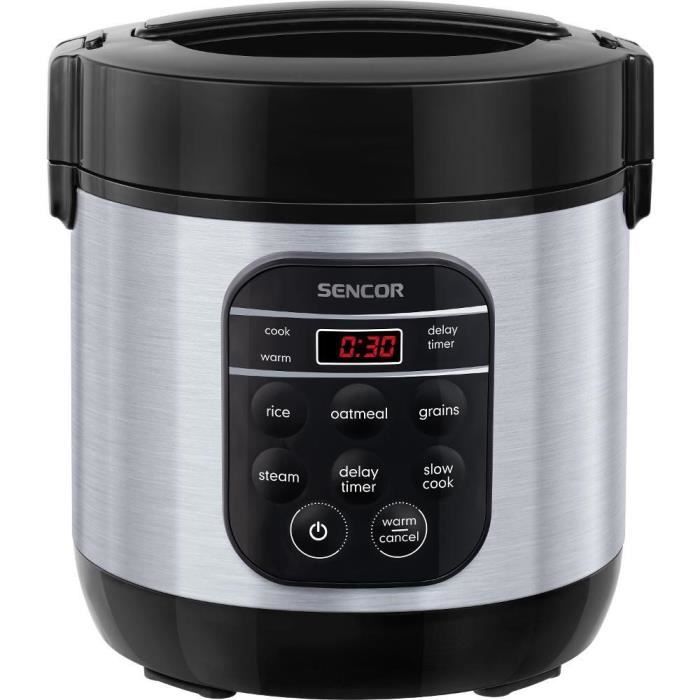 Cuiseur à riz Sencor SRM 0650SS - 5 modes de cuisson - Cuisson vapeur incluse - 600 ml - Noir/Argent