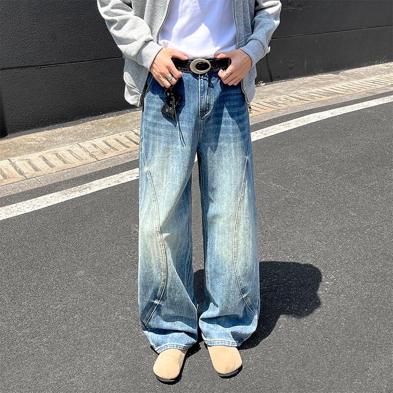 VUUG Men's Washed Patchwork Loose Jeans