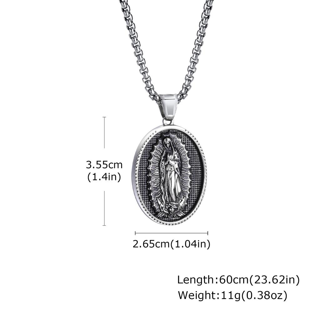 Vnox Stainless Steel Necklaces For Men Women Saint Christopher Elliptical Tag Black Pendant Classic Faith Jewelry Gifts