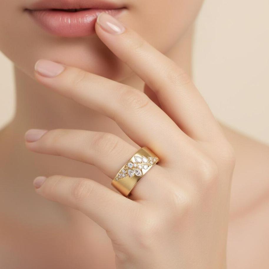 

Geometric Green Color Stone Gold Leaf Ring For Women Ring Wedding Engagement Rings Gift Fashion Custom Jewelry 6