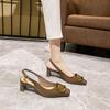 Baotou Sandals Women's Medium Heel 2025 New Summer Thick Heel Single Shoes Gentle Fairy Style French Square Head High Heels
