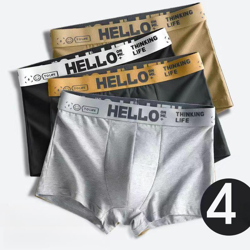 

4 шт. Мужское нижнее белье Мужские трусы-боксеры Осенне-зимние стили Дышащие трусы с плоскими углами Мужское минималистичное нижнее белье Боксеры 2XL