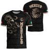 Maglietta da uomo con stampa bandiera nazionale del Messico, divertente pattern 3D di aquila, manica corta, abbigliamento sportivo da esterno per calcio, top casual