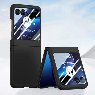 For Motorola Razr 40 Ultra 5G Phone Case Skin-touch PC Cover with Tempered Glass Rear Screen Protector