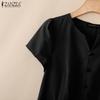 ZANZEA Women Summer Casual V-Neck Short Sleeve Dress