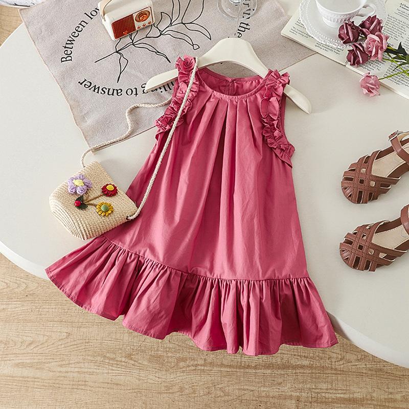 

Платье для девочек Летнее платье Корейское Повседневное и Стильное Детское Платье Принцессы Платье-майка для девочек 130 розы красного