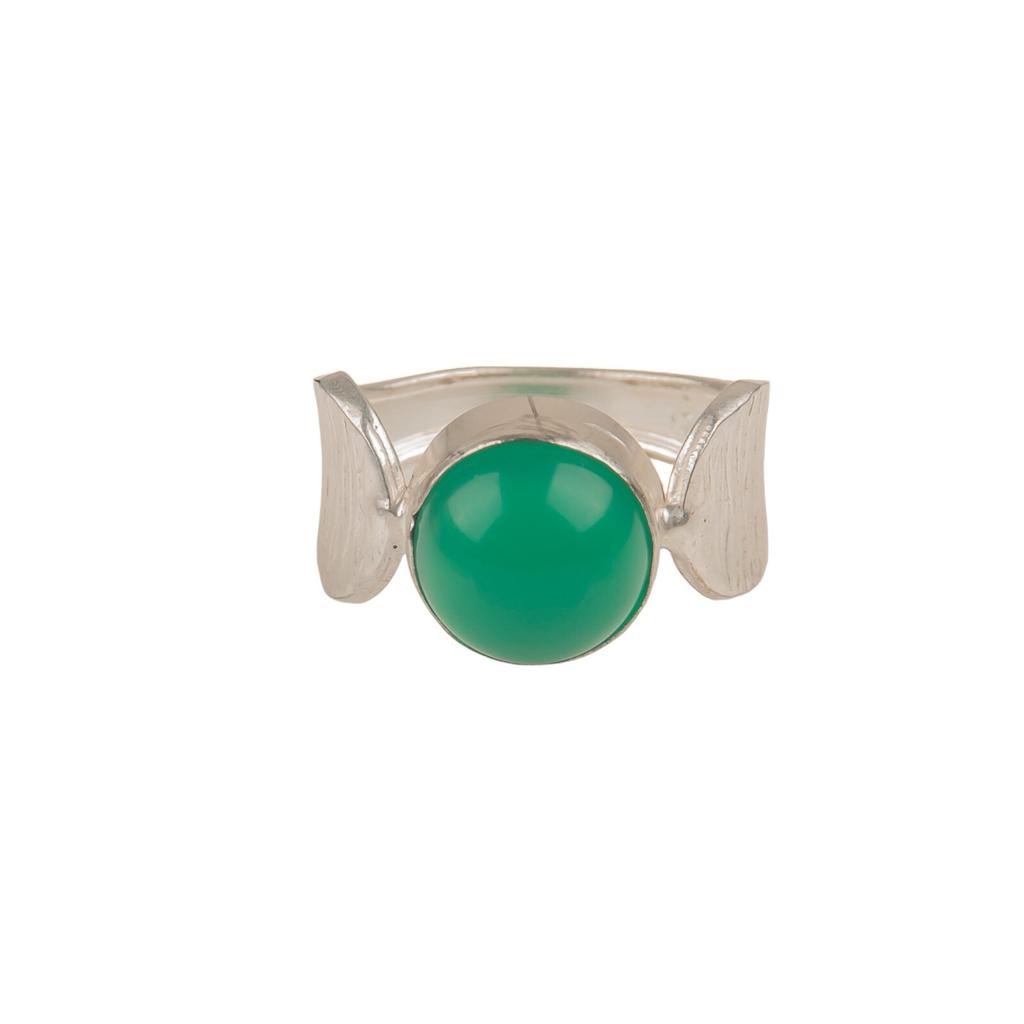 Natural Green Onyx Cab Gemstone Handmade 925Sterling Silver Jewelry Ring For Her RR-1-19