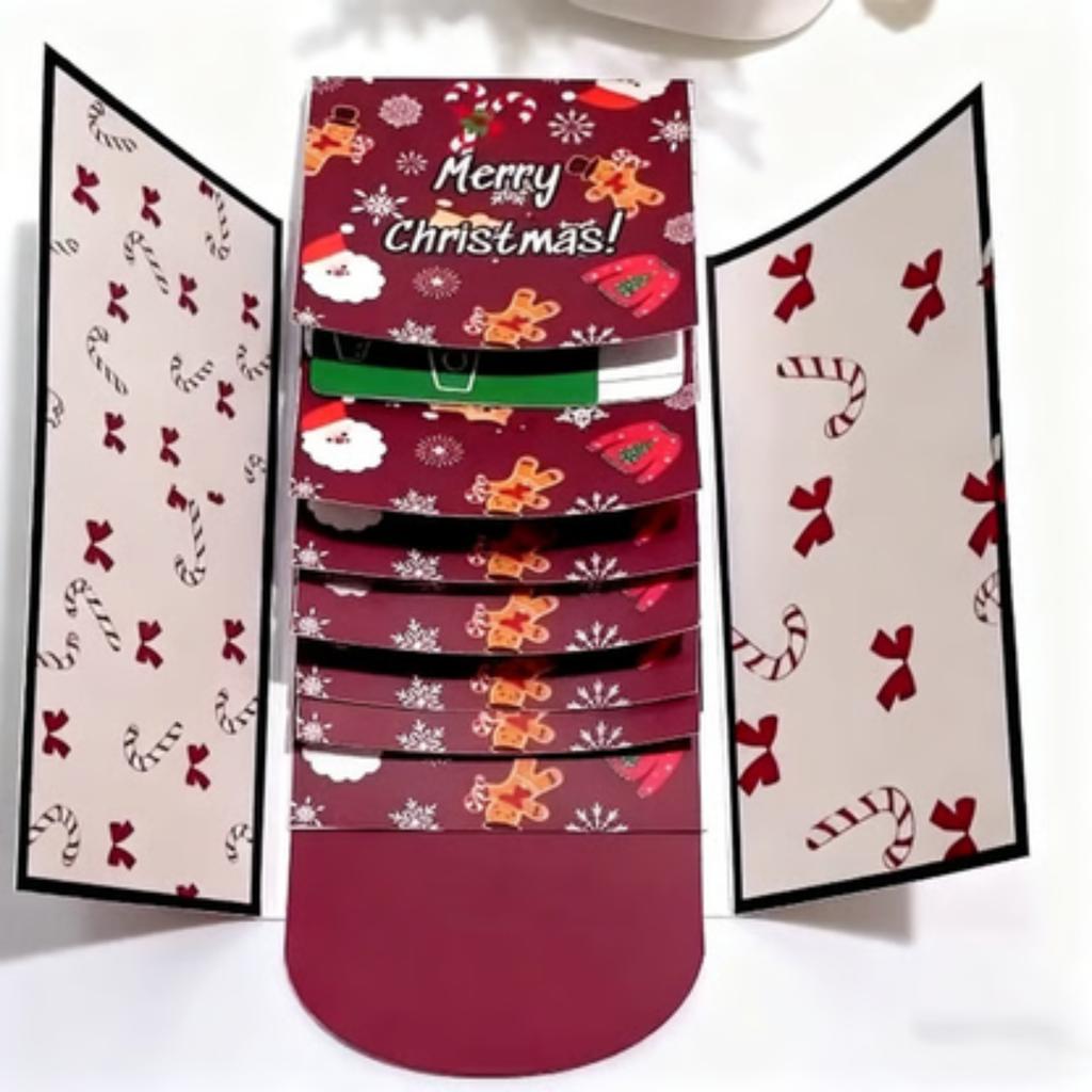 Handmade Christmas Gift Card Booklet, Christmas Envelope Booklet For Cash