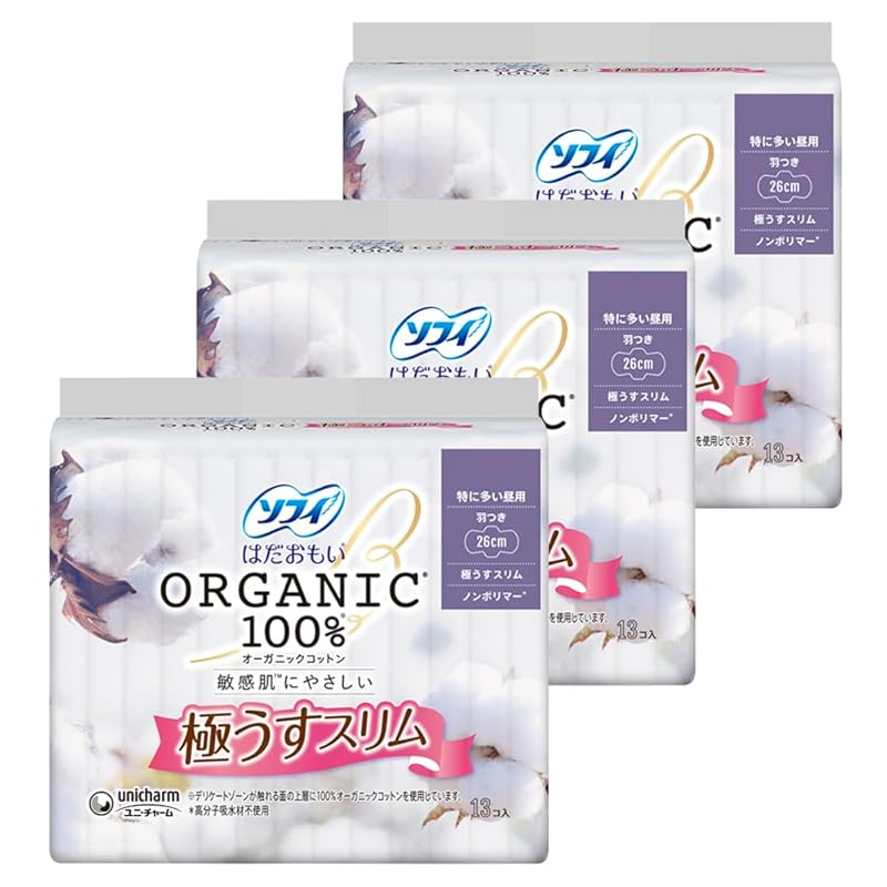 

[Bulk purchase] Sophie Hadamoi organic cotton extremely thin slim Particularly common during the day with wings 26cm 39 pieces (13 pieces x 3 pieces