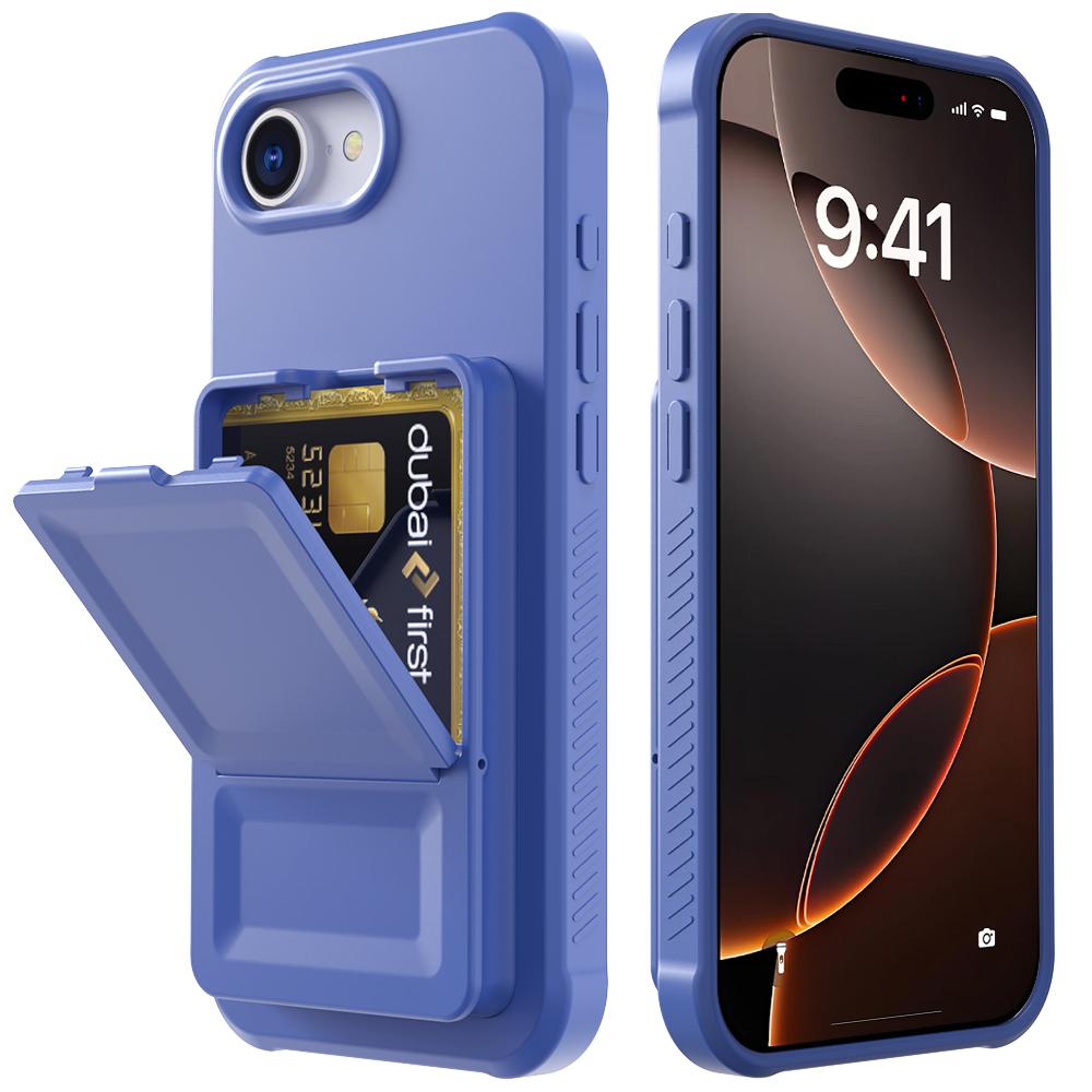 

New Flip Slot Card Wallet Stand Phone Case For iPhone17e iphone16e iphone 17E 16E Built-in Mirror Holder Bumper Armor Case Cover iPhone17e