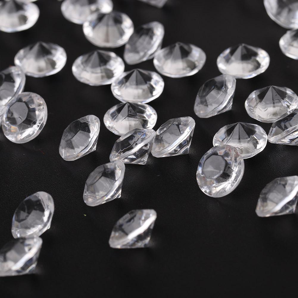 500 Stück 10mm DIY Transparente Spitze Acryl Diamant Edelsteine für Hochzeitsfeier (Weiß)