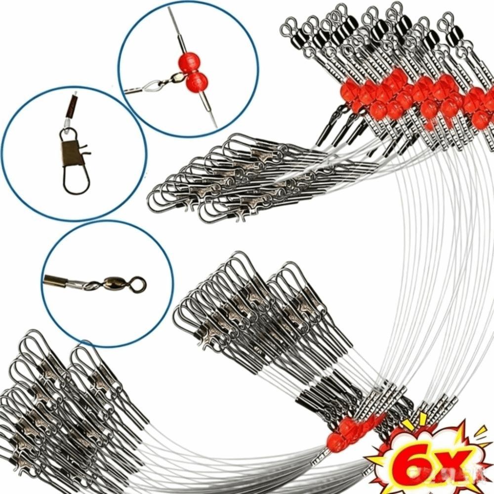 6pcs Stainless Steel Fishing Leader Rigs Fishing Wire Fishing Rigs with Snap Perch