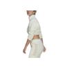 Adidas Originals Trefoil Print Logo Shorts and Half-Zip Stand Collar Long-Sleeve Sweatshirt Jacket Women Tops White HM2899
