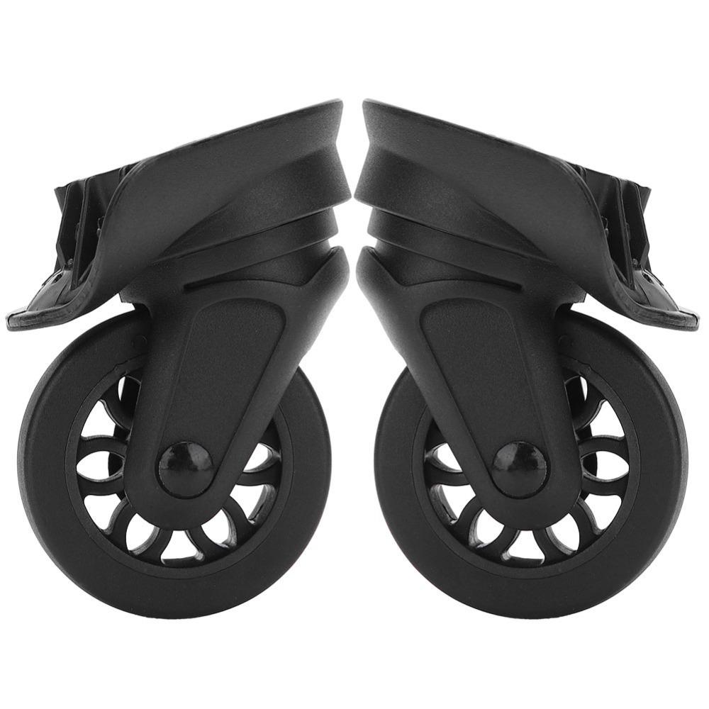 1 Pair PP+PET Roller Mute Suitcase Wheels 360 Degree Swivel Black Replacement Casters Suitcase Replacement Wheels