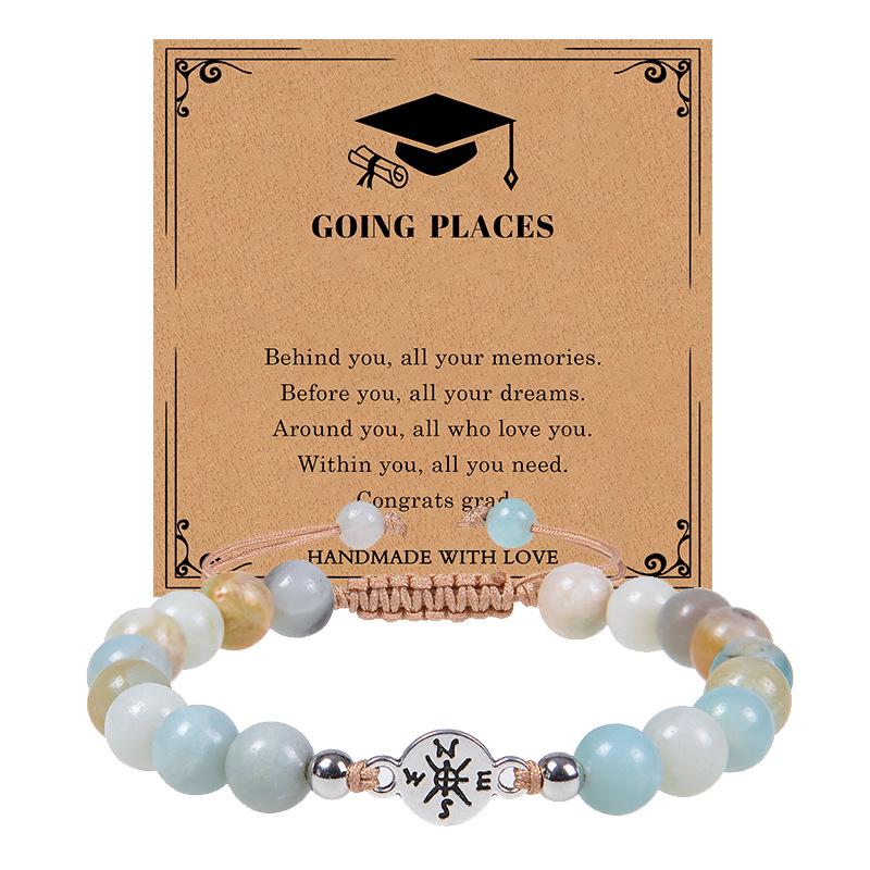 Creative Natural Stone Compass Bracelet Tiger Eye Stone Black Magnet Bead Bracelet Weaving Graduation Season Gift