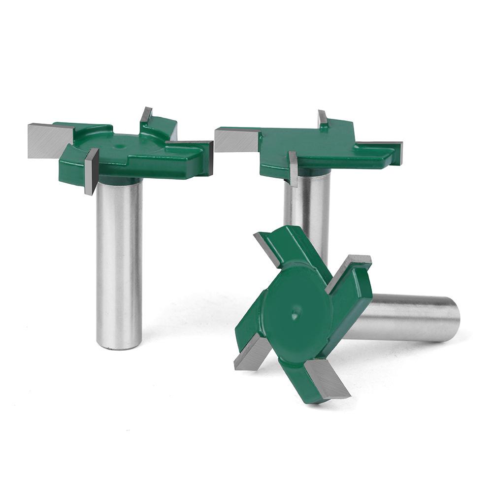 Four-Blade T-Knife Bottom Cleaning Knife Slotting Knife Woodworking Milling Cutter Engraving Machine Cutter Head Large Diameter Slotting Knife