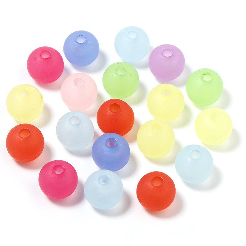 10mm/8mm Acrylic Fashion Rubber Frosted Beads for Necklace Jewelry Making Matte Beaded Candy Color 100Pcs Mixed Color Pendants