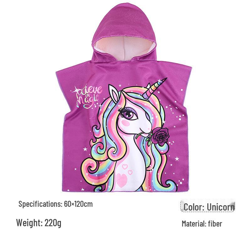 Children s Hooded Bathrobe Towel - Quick-Drying, Absorbent, for Beach, Bath, and Swimming 60x120 cm