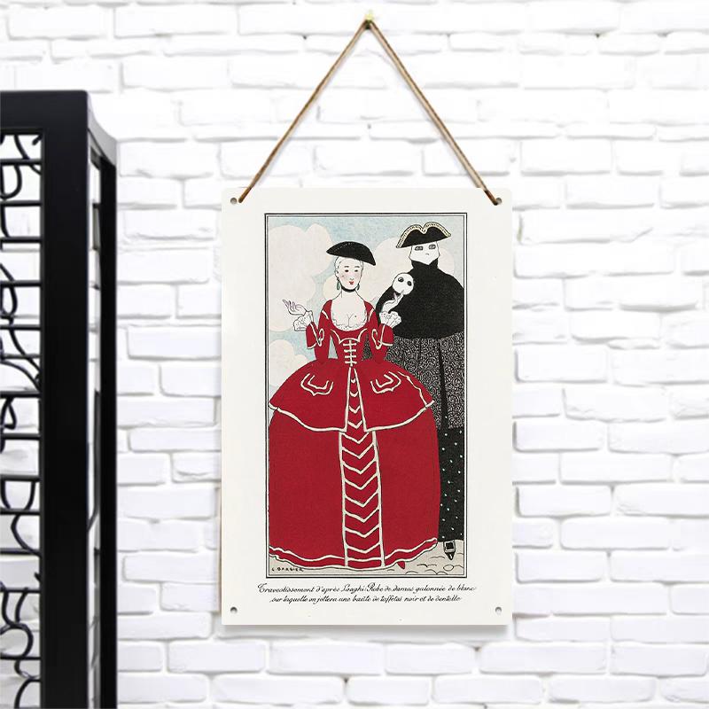 Vintage European Court Figure Metal Wall Art French Classical Style Decorative Painting