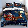 Santa Riding Sleigh At Night Bedding Duvet Cover Set Duvet Cover Pillowcases  (1*Duvet Cover 2*Pillowcases, Without Duvet Insert)