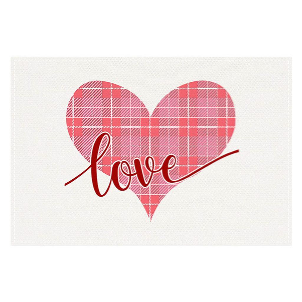 Valentinstag Liebe Platzset Leinen Auto Gedruckt Tischset Feiertagsparty Isolationsmatte 1 Stück