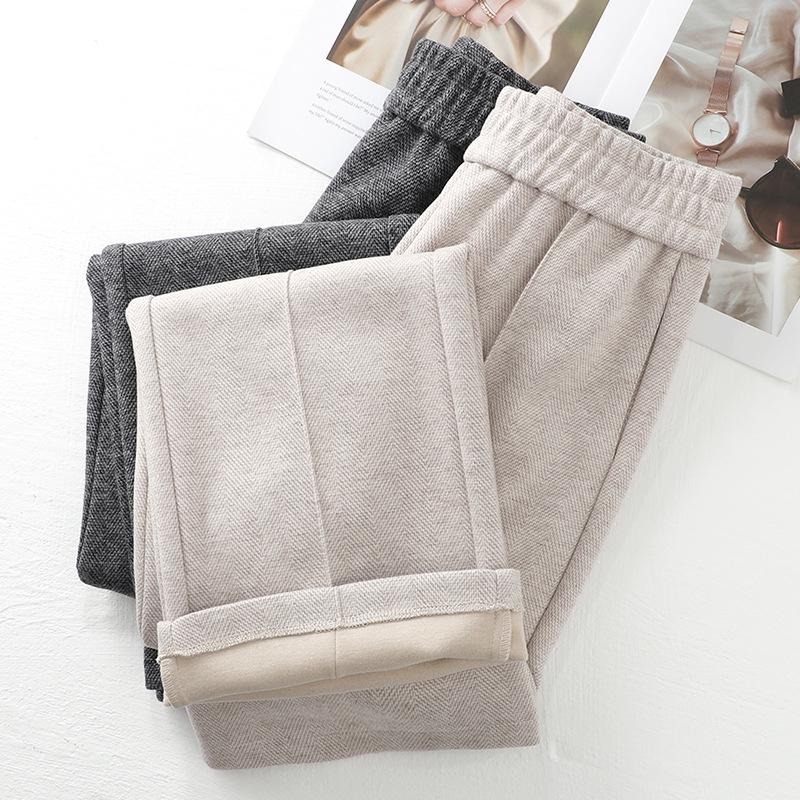 Oatmeal High-Waist Slimming Wide-Leg Pants for Women - 2024 Autumn/Winter Collection