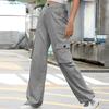 Women's Casual Street Style Multi-pocket Straight High Waist Slim Wide Leg Work Trousers