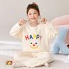 Kinder Flanell Pyjama Set Jungen Mädchen Warm Langarm Oberteil Und Hose Nachtwäsche Winter Haus Nachtwäsche